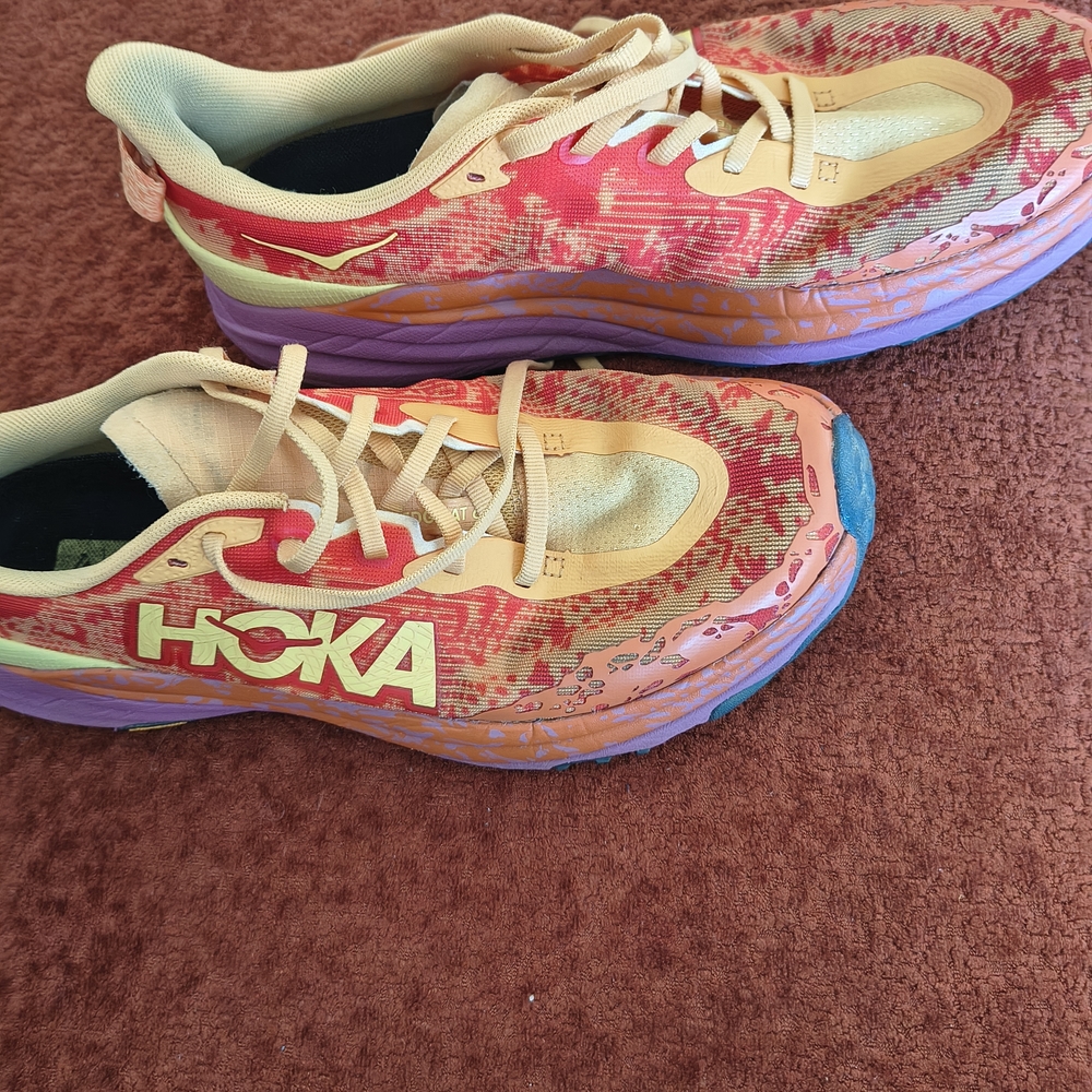 Men's Hoka Vibrant Red and Yellow And Orange Athletic Shoes